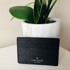 Kate Spade Joeley Tinsel slim Cardholder black glitter